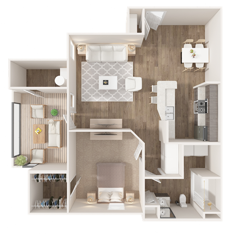 Floor plan for 1 bed, 1 bath, 812 sqft